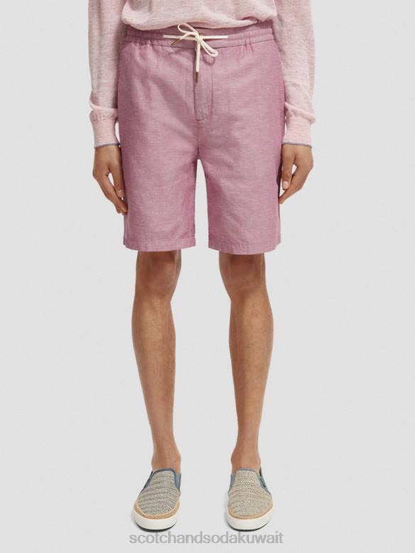 ملابس Scotch & Soda شورت برمودا من مزيج الكتان المفضل النرجس البري رجال N0V4601