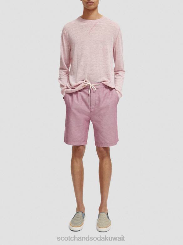 ملابس Scotch & Soda شورت برمودا من مزيج الكتان المفضل النرجس البري رجال N0V4601