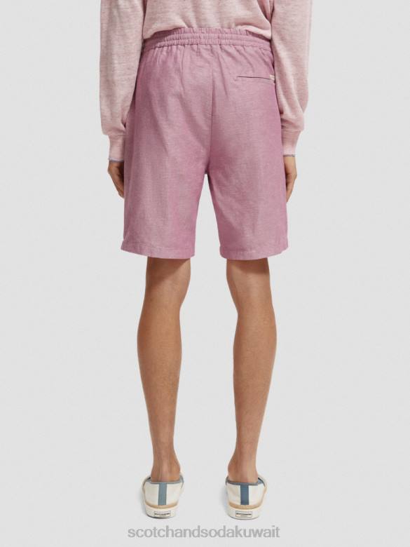 ملابس Scotch & Soda شورت برمودا من مزيج الكتان المفضل النرجس البري رجال N0V4601