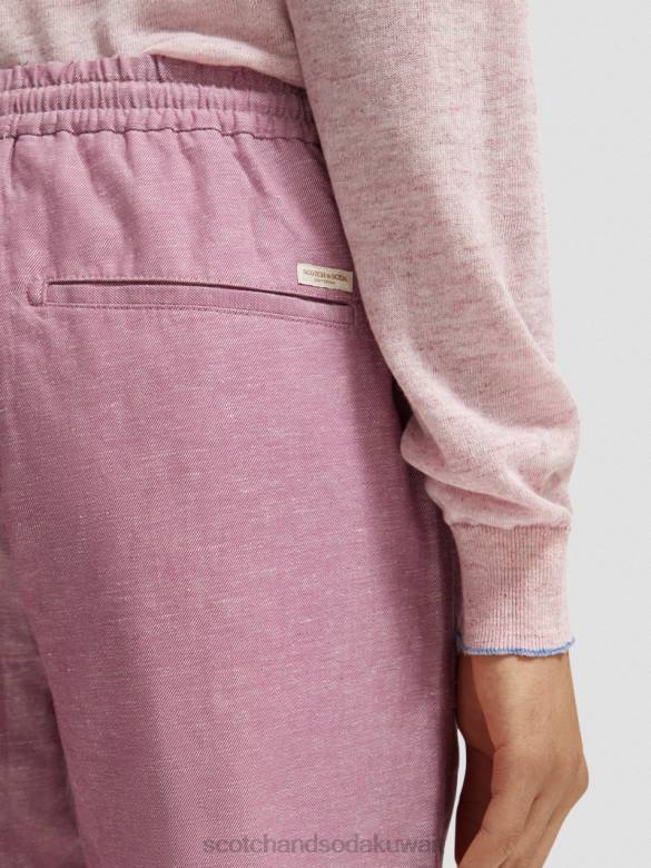 ملابس Scotch & Soda شورت برمودا من مزيج الكتان المفضل النرجس البري رجال N0V4601