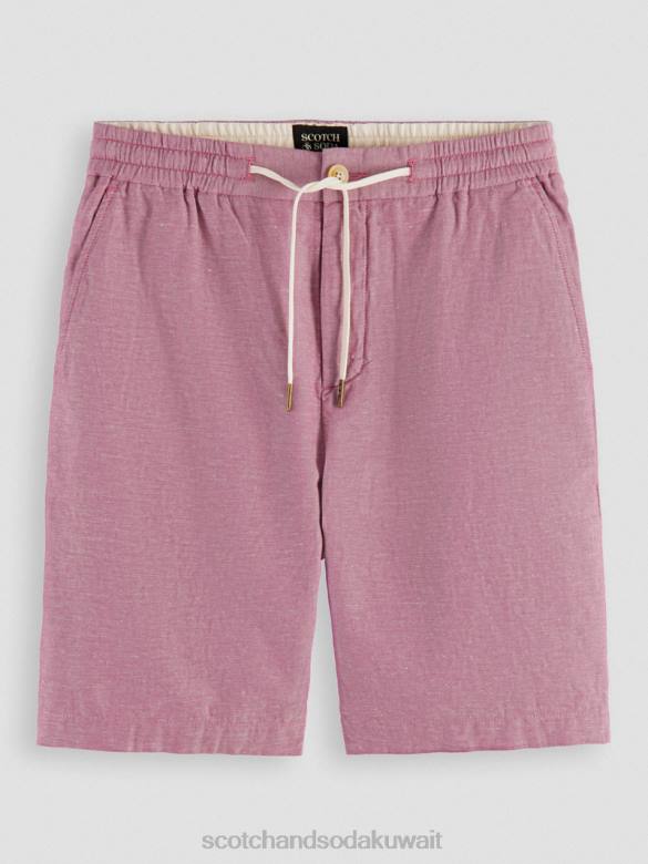 ملابس Scotch & Soda شورت برمودا من مزيج الكتان المفضل النرجس البري رجال N0V4601