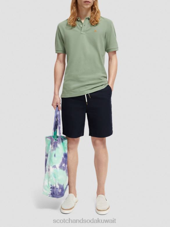 ملابس Scotch & Soda شورت برمودا من مزيج الكتان المفضل البحرية رجال N0V4602