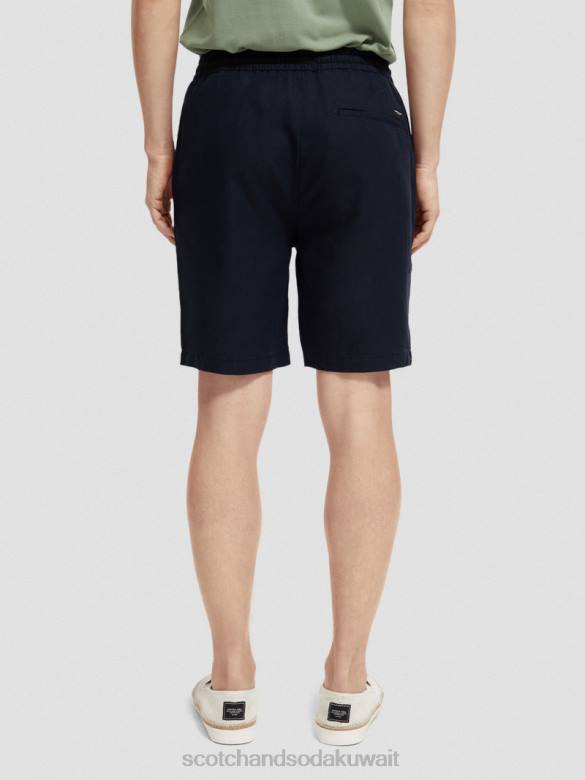 ملابس Scotch & Soda شورت برمودا من مزيج الكتان المفضل البحرية رجال N0V4602