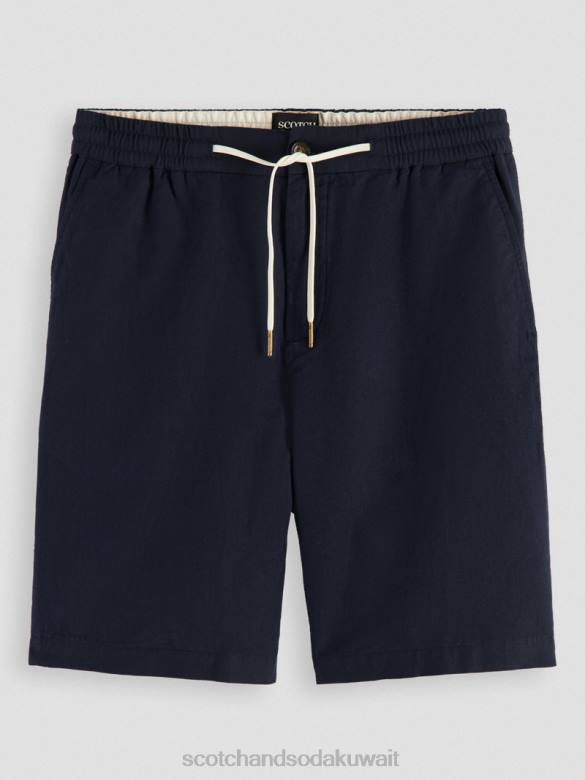 ملابس Scotch & Soda شورت برمودا من مزيج الكتان المفضل البحرية رجال N0V4602