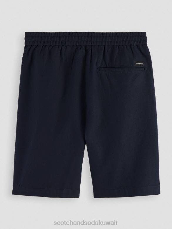 ملابس Scotch & Soda شورت برمودا من مزيج الكتان المفضل البحرية رجال N0V4602