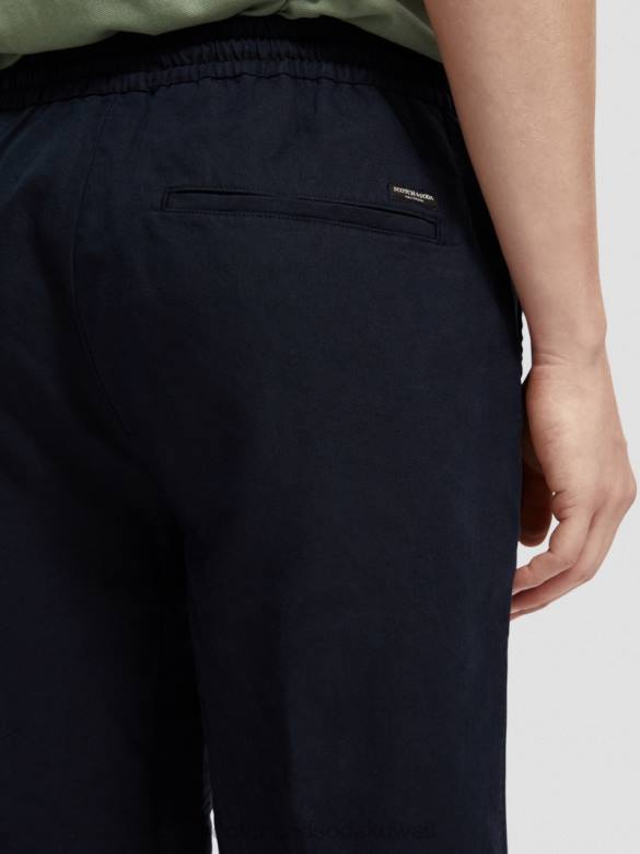 ملابس Scotch & Soda شورت برمودا من مزيج الكتان المفضل البحرية رجال N0V4602