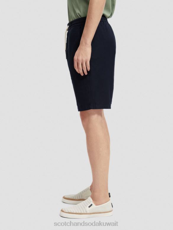 ملابس Scotch & Soda شورت برمودا من مزيج الكتان المفضل البحرية رجال N0V4602