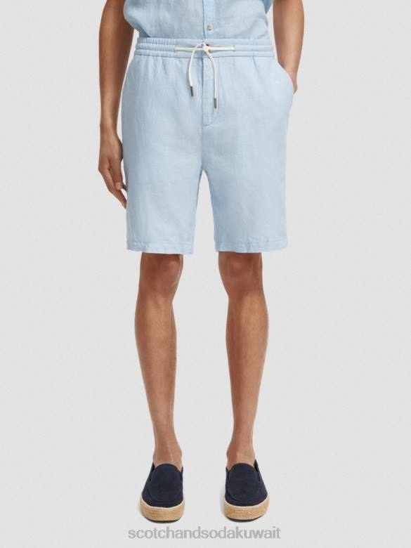 ملابس Scotch & Soda شورت برمودا من مزيج الكتان المفضل سماء رجال N0V4603