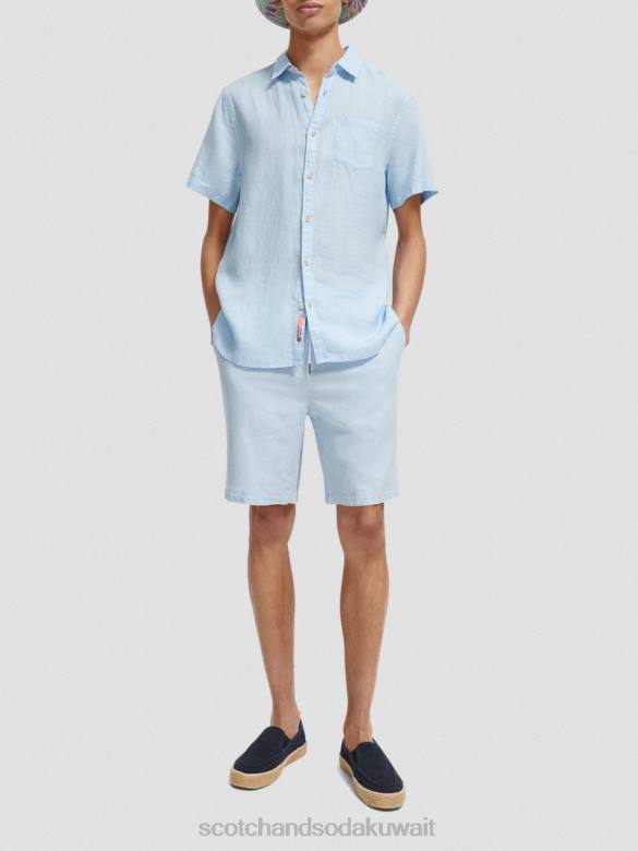 ملابس Scotch & Soda شورت برمودا من مزيج الكتان المفضل سماء رجال N0V4603