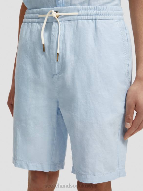 ملابس Scotch & Soda شورت برمودا من مزيج الكتان المفضل سماء رجال N0V4603
