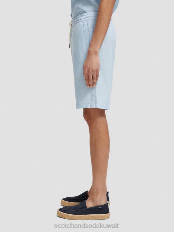 ملابس Scotch & Soda شورت برمودا من مزيج الكتان المفضل سماء رجال N0V4603