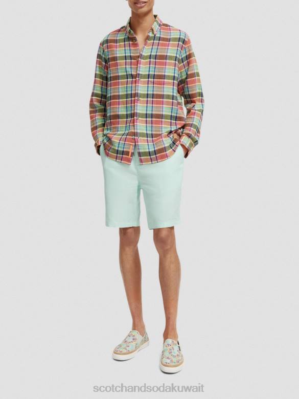 ملابس Scotch & Soda شورت برمودا من مزيج الكتان المفضل خليج رجال N0V4604