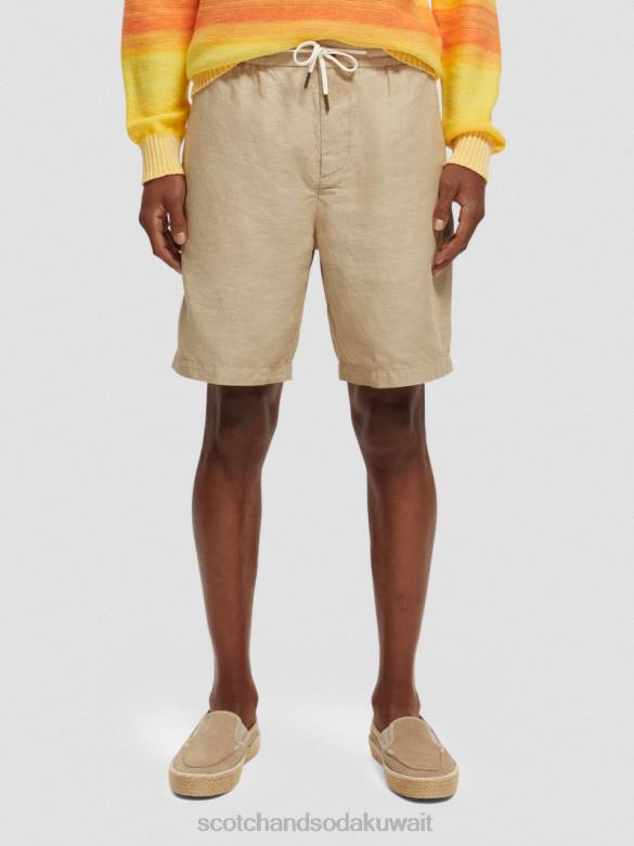 ملابس Scotch & Soda شورت برمودا من مزيج الكتان المفضل رمل رجال N0V4606