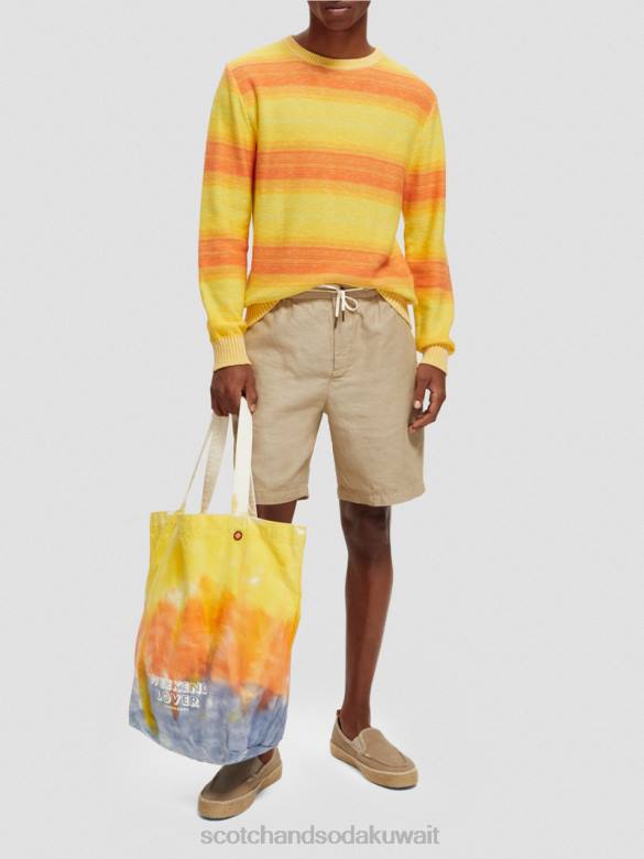 ملابس Scotch & Soda شورت برمودا من مزيج الكتان المفضل رمل رجال N0V4606