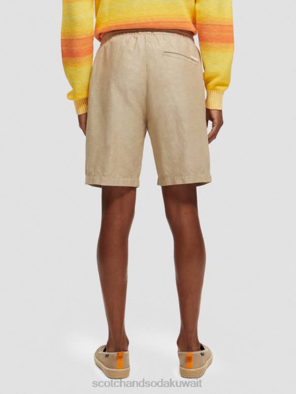 ملابس Scotch & Soda شورت برمودا من مزيج الكتان المفضل رمل رجال N0V4606