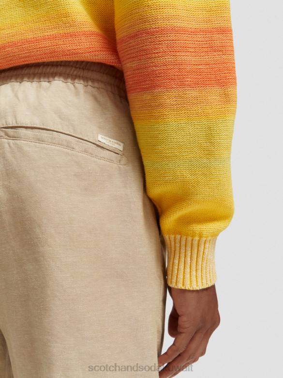 ملابس Scotch & Soda شورت برمودا من مزيج الكتان المفضل رمل رجال N0V4606