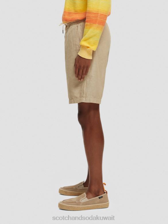 ملابس Scotch & Soda شورت برمودا من مزيج الكتان المفضل رمل رجال N0V4606