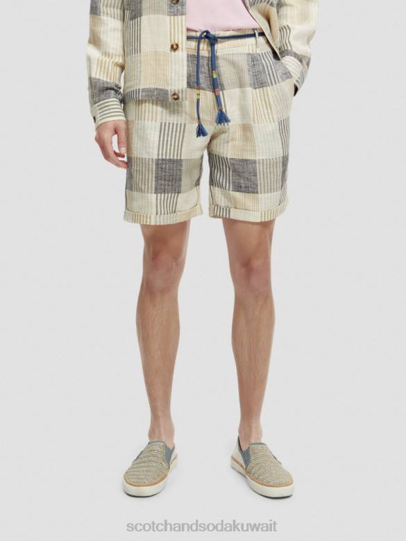 ملابس Scotch & Soda شورت مربعات ذو قصة مريحة ومطوي الاختيار الأزرق رجال N0V4609