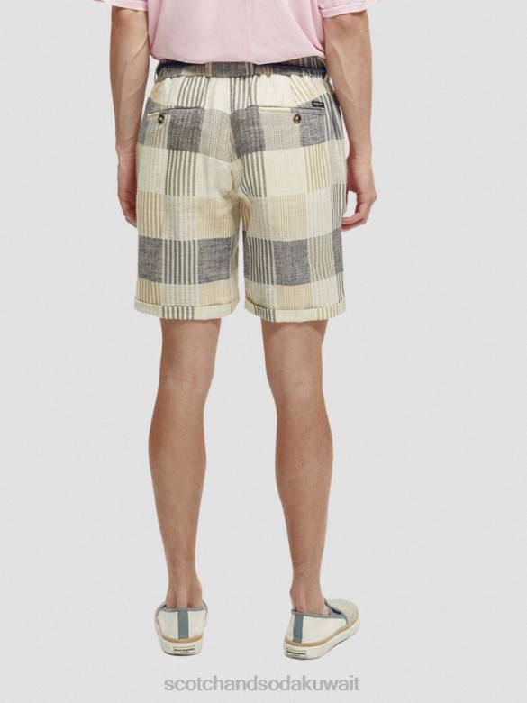 ملابس Scotch & Soda شورت مربعات ذو قصة مريحة ومطوي الاختيار الأزرق رجال N0V4609