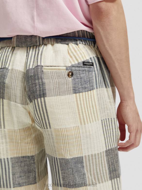 ملابس Scotch & Soda شورت مربعات ذو قصة مريحة ومطوي الاختيار الأزرق رجال N0V4609