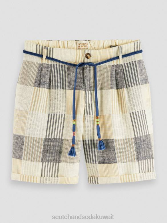 ملابس Scotch & Soda شورت مربعات ذو قصة مريحة ومطوي الاختيار الأزرق رجال N0V4609