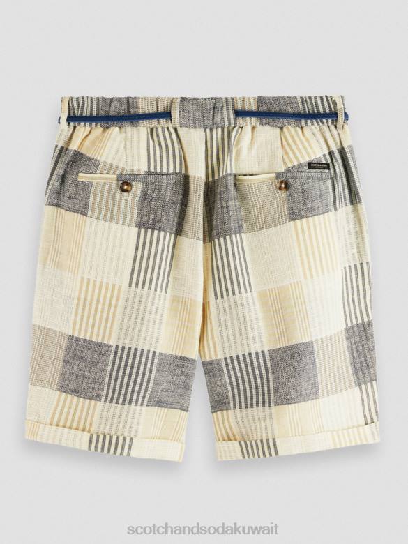 ملابس Scotch & Soda شورت مربعات ذو قصة مريحة ومطوي الاختيار الأزرق رجال N0V4609