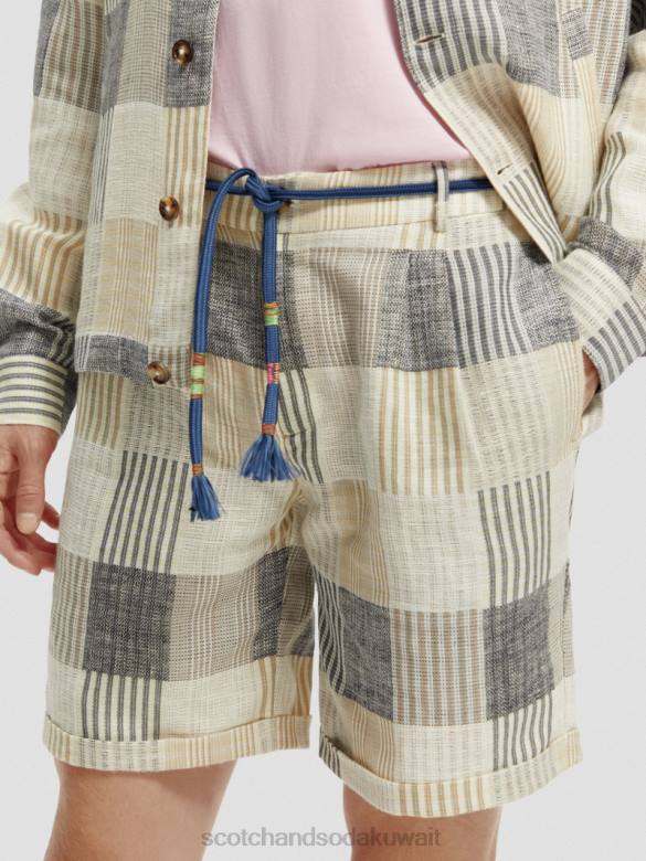 ملابس Scotch & Soda شورت مربعات ذو قصة مريحة ومطوي الاختيار الأزرق رجال N0V4609