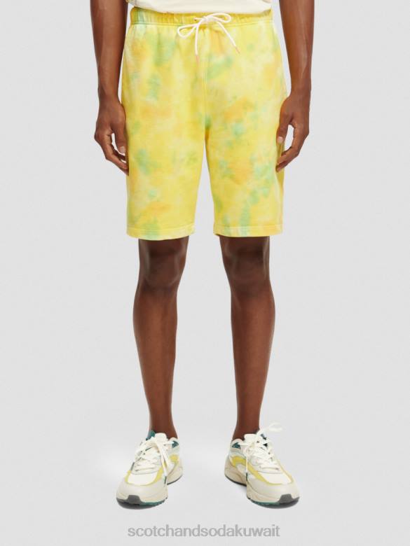 ملابس Scotch & Soda شورت رياضي مصبوغ بقصة مريحة صبغة ربطة عنق صفراء رجال N0V4614