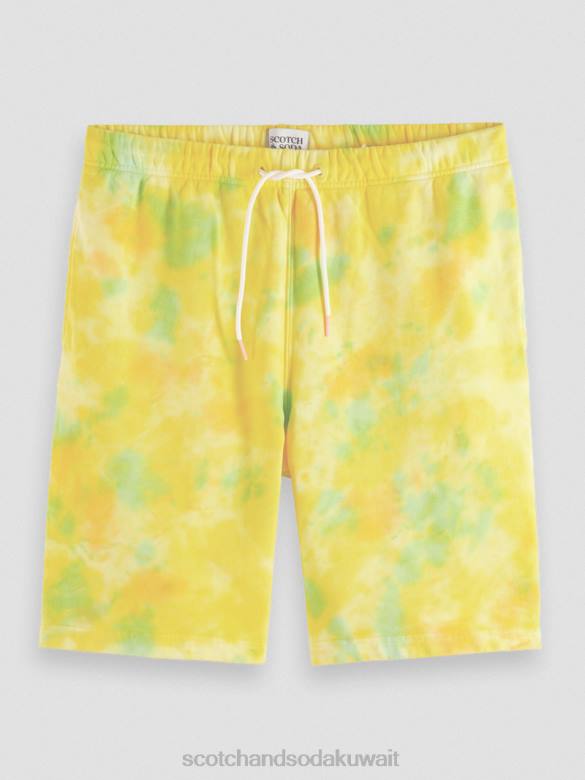 ملابس Scotch & Soda شورت رياضي مصبوغ بقصة مريحة صبغة ربطة عنق صفراء رجال N0V4614