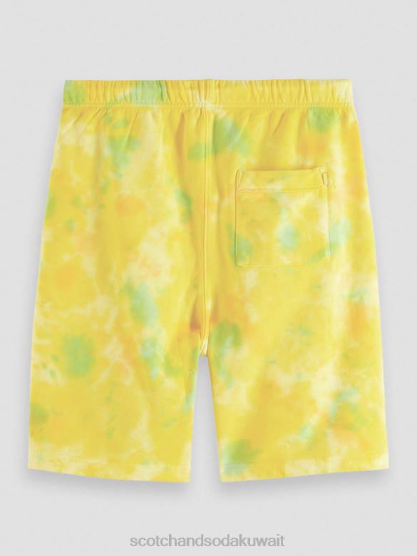 ملابس Scotch & Soda شورت رياضي مصبوغ بقصة مريحة صبغة ربطة عنق صفراء رجال N0V4614