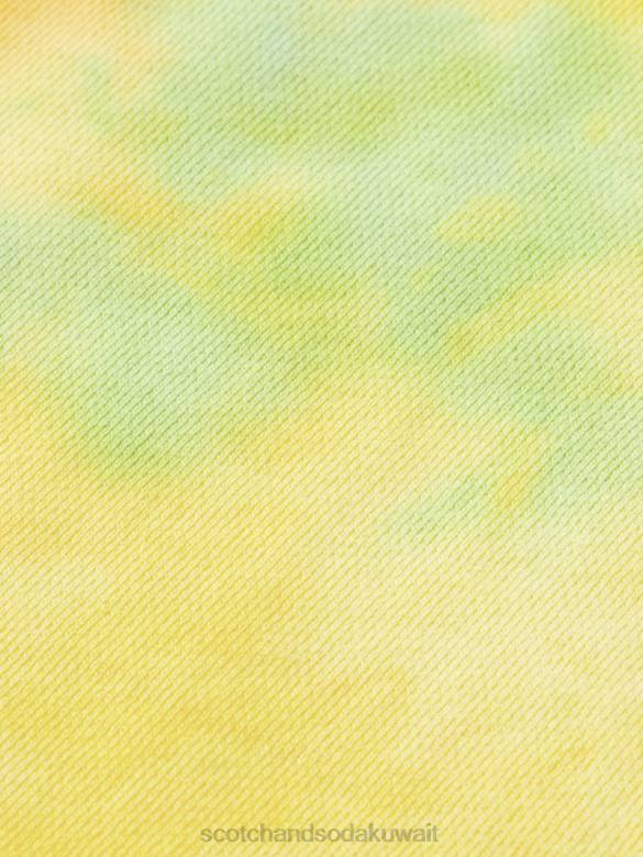 ملابس Scotch & Soda شورت رياضي مصبوغ بقصة مريحة صبغة ربطة عنق صفراء رجال N0V4614