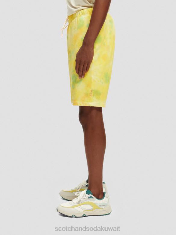 ملابس Scotch & Soda شورت رياضي مصبوغ بقصة مريحة صبغة ربطة عنق صفراء رجال N0V4614