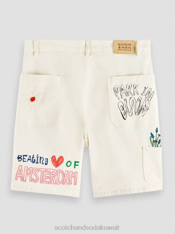 ملابس Scotch & Soda شورت من القطن العضوي المطبوع التطريز الأصفر رجال N0V4627