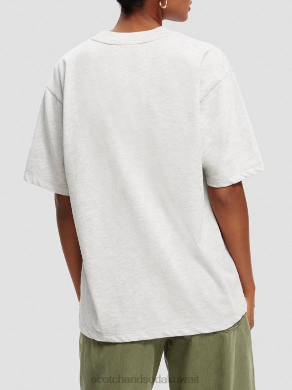 ملابس Scotch & Soda تي شيرت عضوي برسومات فضفاضة مزيج الرمادي نحيف N0V462