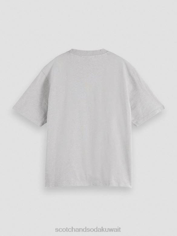 ملابس Scotch & Soda تي شيرت عضوي برسومات فضفاضة مزيج الرمادي نحيف N0V462