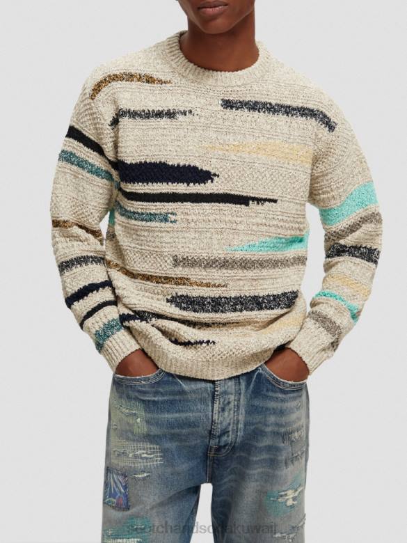 ملابس Scotch & Soda سترة مخططة من قماش الجاكار ميلانج التحرير والسرد أ رجال N0V4630