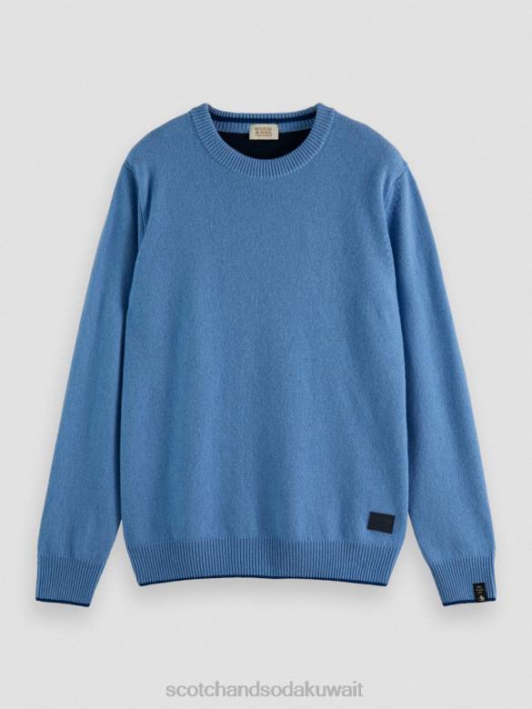 ملابس Scotch & Soda سترة من الكشمير مزينة بطبعات متباينة مزيج السماء رجال N0V4638