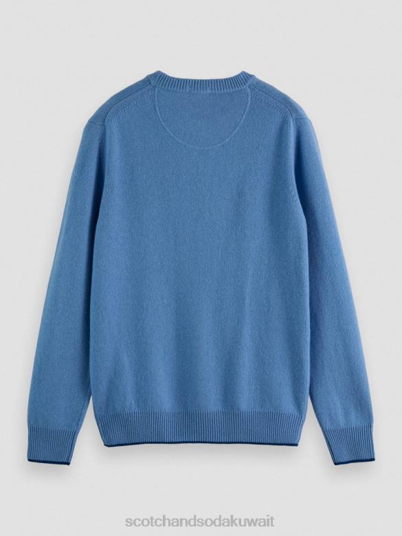 ملابس Scotch & Soda سترة من الكشمير مزينة بطبعات متباينة مزيج السماء رجال N0V4638