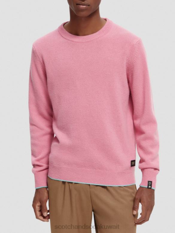 ملابس Scotch & Soda سترة من الكشمير مزينة بطبعات متباينة مزيج وردي رجال N0V4639