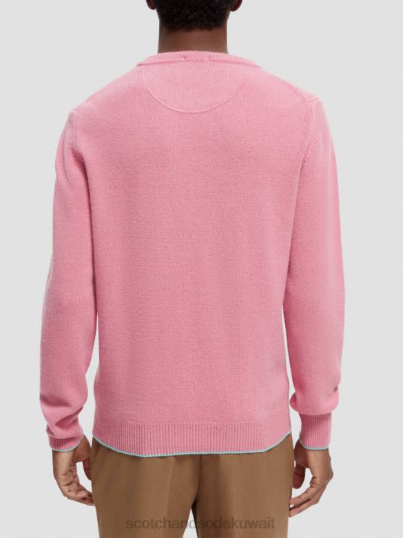 ملابس Scotch & Soda سترة من الكشمير مزينة بطبعات متباينة مزيج وردي رجال N0V4639