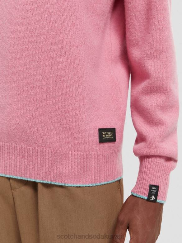 ملابس Scotch & Soda سترة من الكشمير مزينة بطبعات متباينة مزيج وردي رجال N0V4639