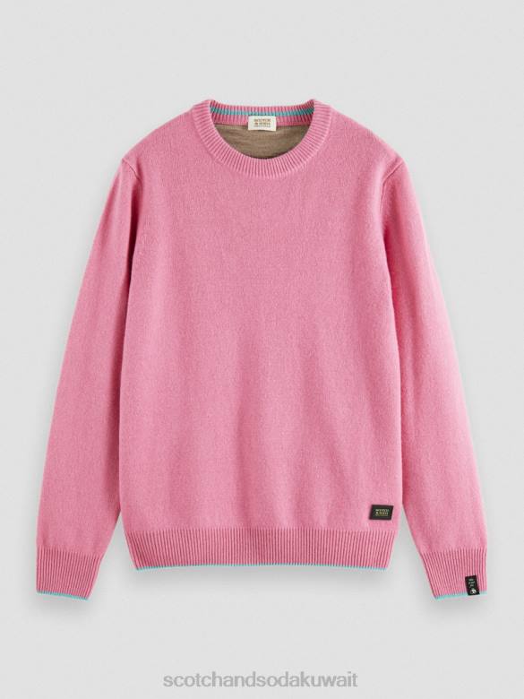 ملابس Scotch & Soda سترة من الكشمير مزينة بطبعات متباينة مزيج وردي رجال N0V4639