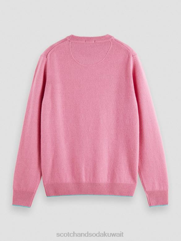ملابس Scotch & Soda سترة من الكشمير مزينة بطبعات متباينة مزيج وردي رجال N0V4639