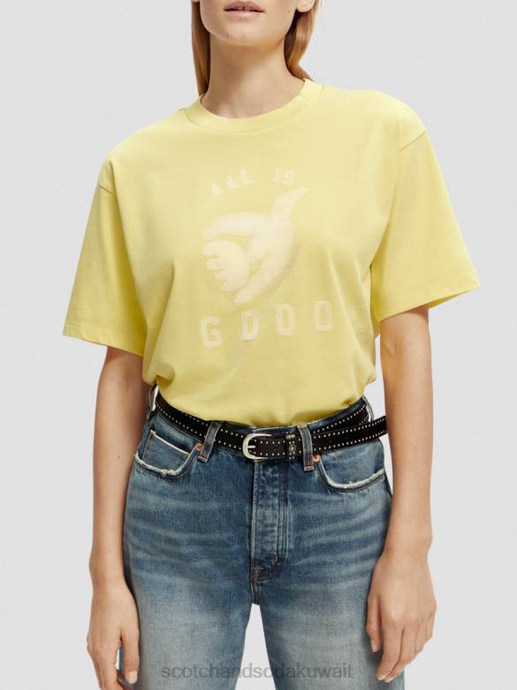 ملابس Scotch & Soda تي شيرت عضوي برسومات فضفاضة الفشار نحيف N0V464