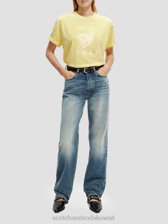 ملابس Scotch & Soda تي شيرت عضوي برسومات فضفاضة الفشار نحيف N0V464