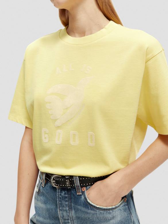 ملابس Scotch & Soda تي شيرت عضوي برسومات فضفاضة الفشار نحيف N0V464