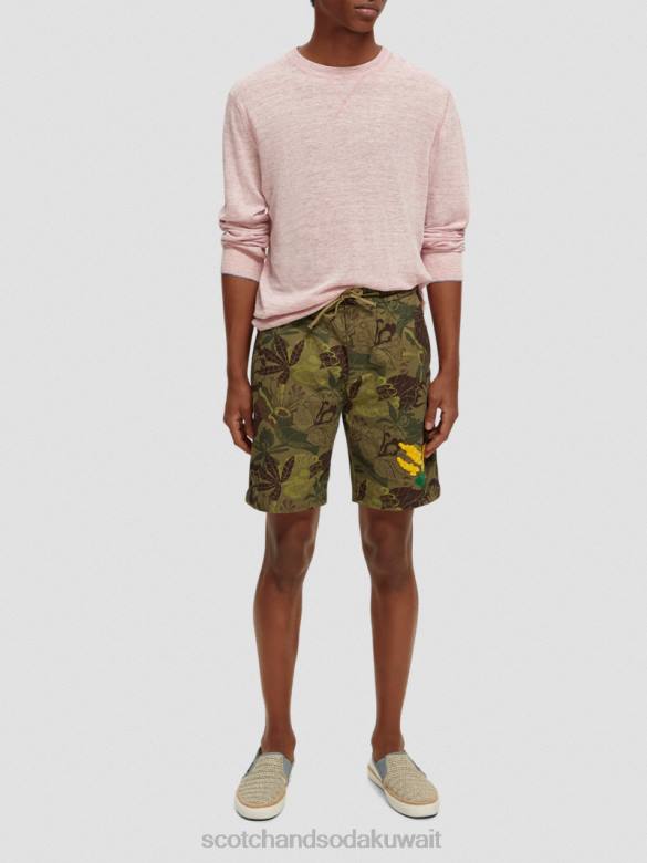 ملابس Scotch & Soda سترة بياقة دائرية من مزيج الكتان مزيج الحجر الوردي رجال N0V4650