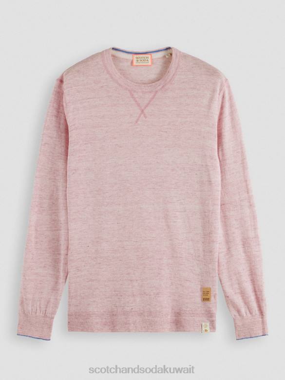 ملابس Scotch & Soda سترة بياقة دائرية من مزيج الكتان مزيج الحجر الوردي رجال N0V4650