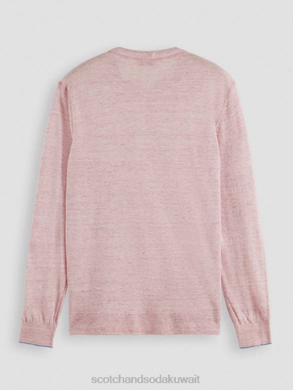ملابس Scotch & Soda سترة بياقة دائرية من مزيج الكتان مزيج الحجر الوردي رجال N0V4650