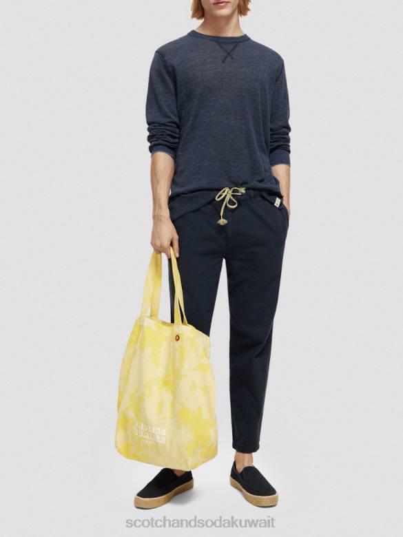 ملابس Scotch & Soda سترة بياقة دائرية من مزيج الكتان مزيج البحرية رجال N0V4651